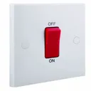 BG White 45A 1 way 1 gang Raised square Cooker Switch