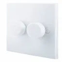 BG White Raised square profile Double 2 way 400W Dimmer switch