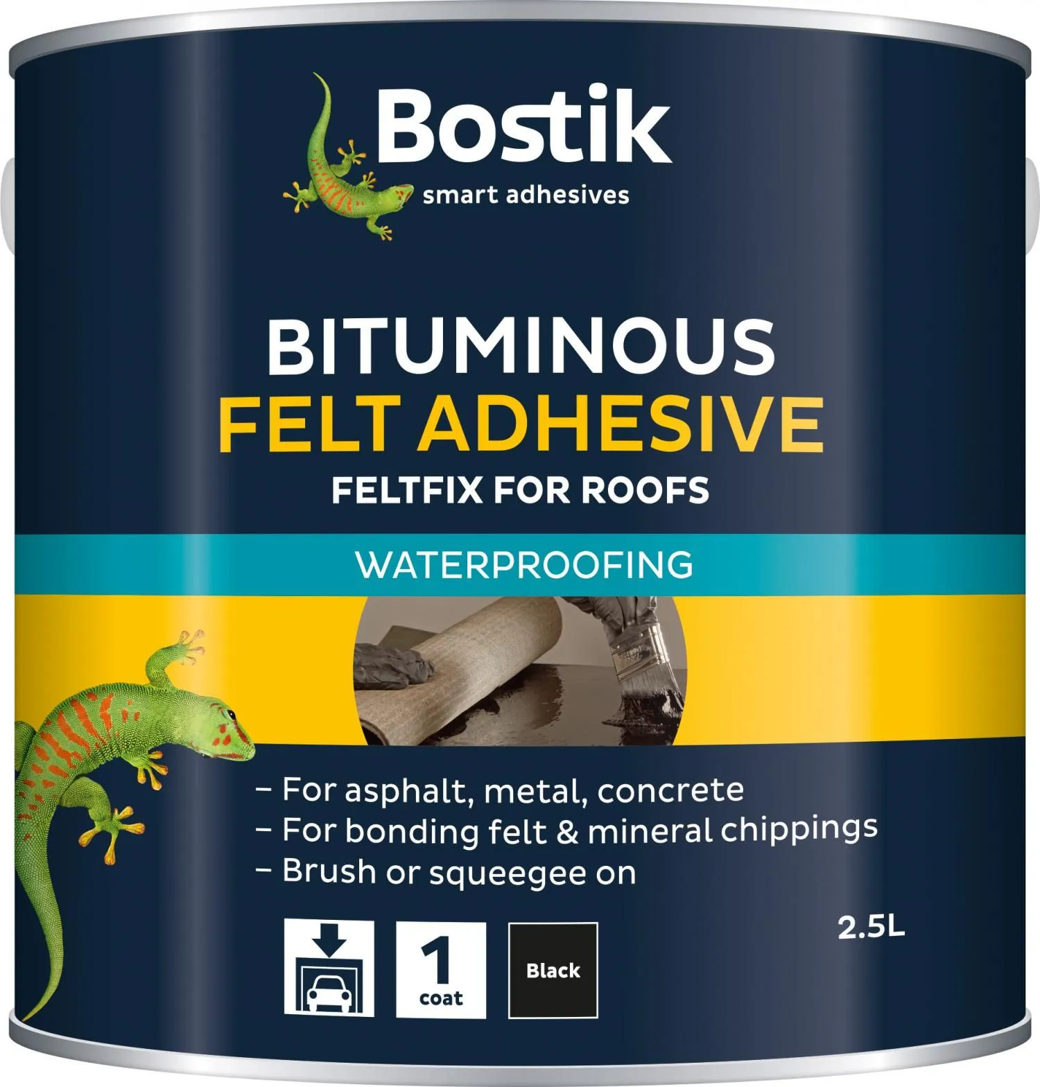 Cementone Feltfix Bitumen Roof Felt Adhesive 2.5ltr Black