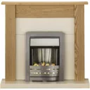 Adam Southwold Oak and Cream Suite with Helios Brushed Steel Electric Fire - 6851