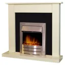 Adam Sutton Cream and Black Suite with Colorado Brushed Steel Electric Fire - 12120