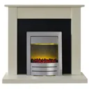 Adam Sutton Cream and Black Suite with Colorado Brushed Steel Electric Fire - 12120