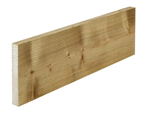 Treated Sawn Whitewood spruce Timber (L)2.4m (W)150mm (T)22mm, Pack of 4