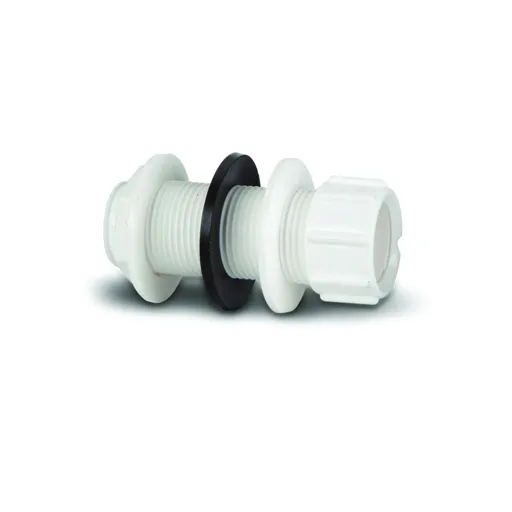 Polypipe Overflow Tank Connector Straight 21.5mm  White   VP49W