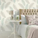 Holden Décor K2 Cream & teal Feather Textured Wallpaper