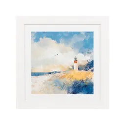 Summer dunes White Framed print (H)360mm (W)360mm
