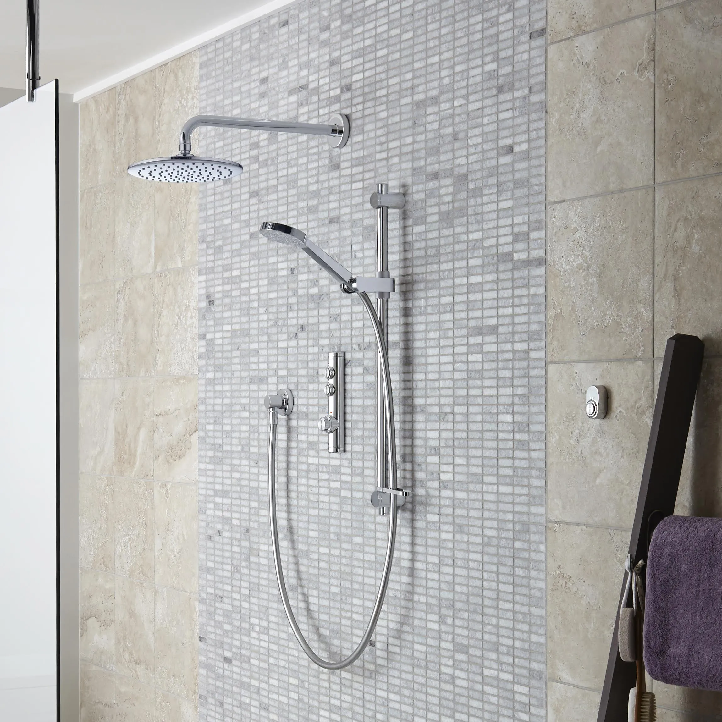 Aqualisa iSystem Smart Concealed Shower - Adjustable & Wall Fixed Heads (High Pressure/Combi Boiler)