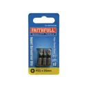 Faithfull Pozidriv Impact Screwdriver Bits - PZ2, 25mm, Pack of 3