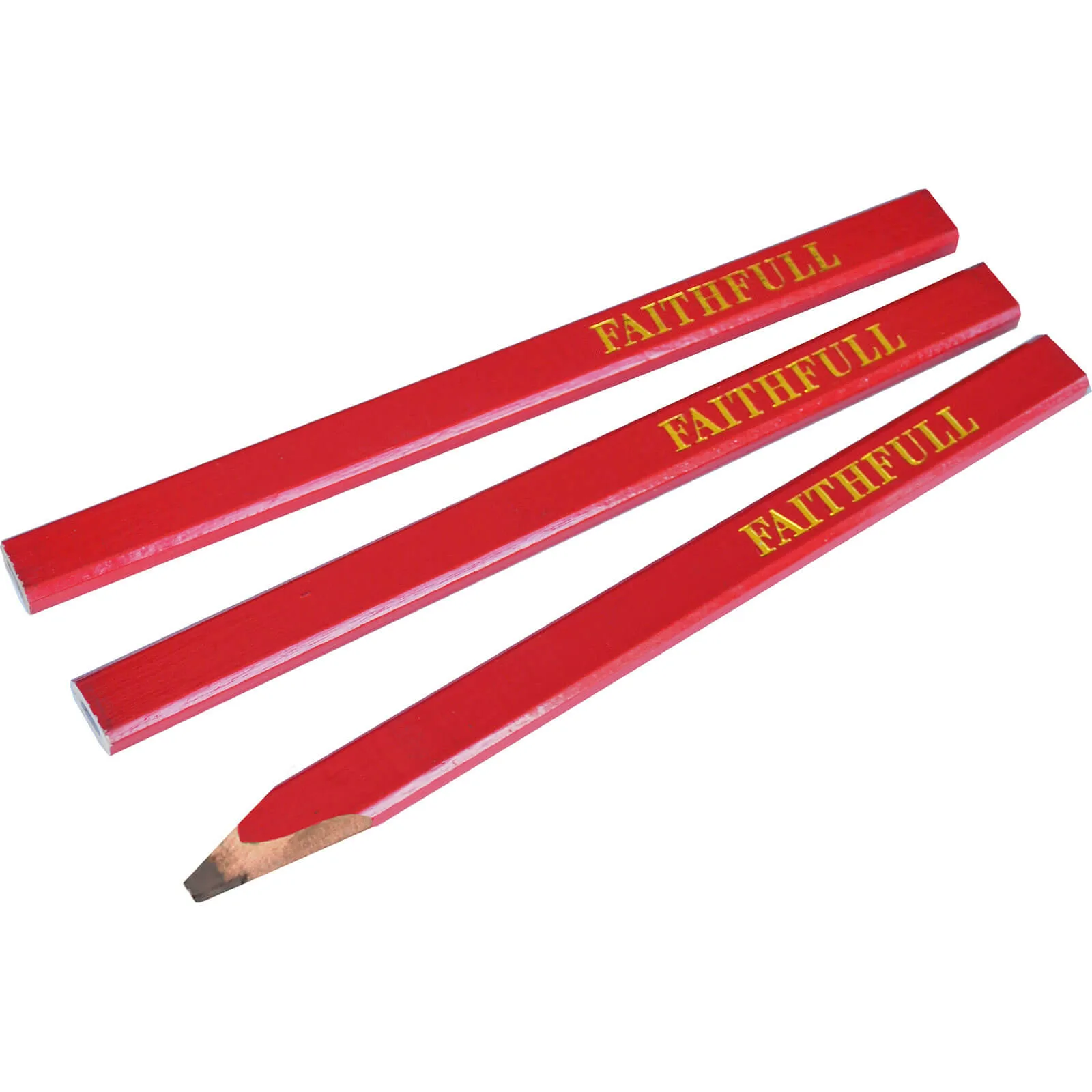 Faithfull Medium Carpenters Pencils Red - Pack of 3