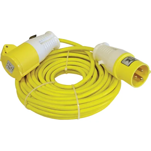 Faithfull Extension Trailing Lead 16 amp Yellow Cable 110v - 14m