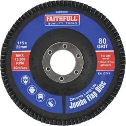 Faithfull Zirconium Abrasive Flap Disc - 115mm, Fine