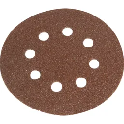Faithfull 125mm Hook and Loop Perforated Sanding Discs - 125mm, Coarse, Pack of 5