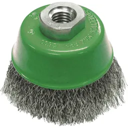 Faithfull Stainless Steel Crimped Wire Cup Brush - 75mm, M14 Thread