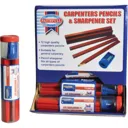 Faithfull Carpenters Pencils and Sharpener - Pack of 12