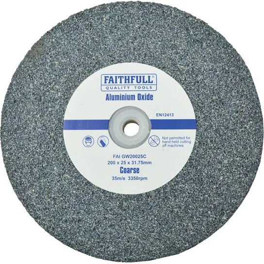 Faithfull Aluminium Oxide Grinding Wheel - 200mm, 25mm, Coarse
