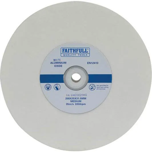 Faithfull General Purpose White Grinding Wheel - 200mm, 25mm, Medium