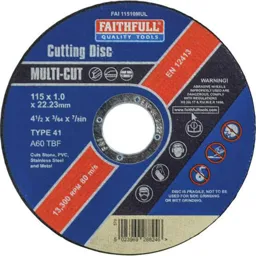 Faithfull Multi-Cut Thin Cut Off Wheel - 115mm, Pack of 10