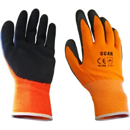 Scan Mens Foam Latex Coated Gloves - Orange, XL