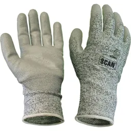 Scan Mens Polyurethane Coated Cut 5 Liner Gloves - Grey, XL