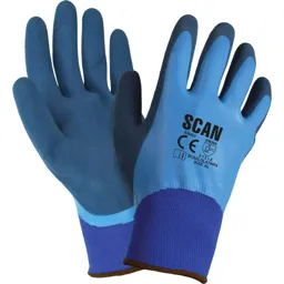 Scan Waterproof Latex Gloves - Blue, L