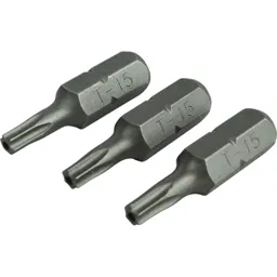Faithfull S2 Security Torx Screwdriver Bits - T15, 25mm, Pack of 3