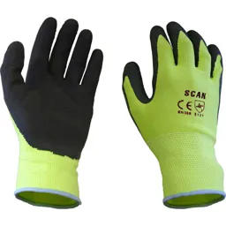 Scan Mens Foam Latex Coated Gloves - Yellow, 2XL