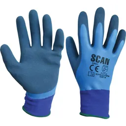 Scan Waterproof Latex Gloves - Blue, M