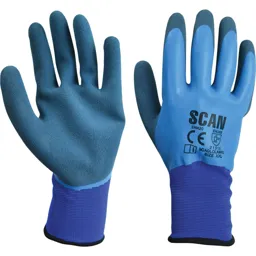 Scan Waterproof Latex Gloves - Blue, 2XL