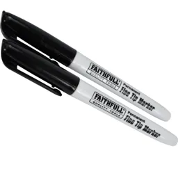 Faithfull Fine Tip Permanent Marker Pen - Black, Pack of 2