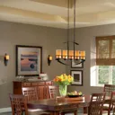 Long pendant light Kyle with 5 onyx lampshades