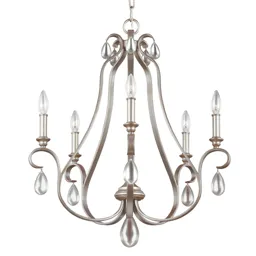 Five-bulb chandelier Dewitt with a silver finish