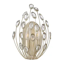 Tulah crystal wall light, silver leaf-plated