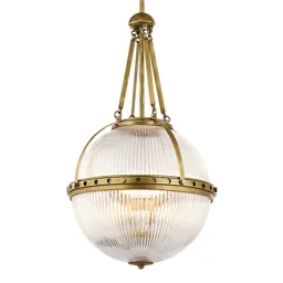Spherical hanging light Aster, brass