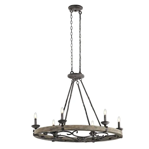 Six-bulb chandelier Taulbee in an oval shape