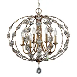 Leila richly-decorated crystal chandelier, 6 bulbs