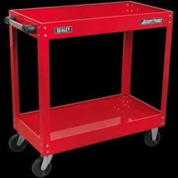 Sealey Heavy Duty 2 Shelf Trolley with Lockable Top - Red