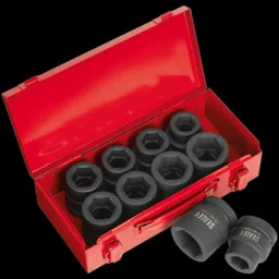 Sealey 11 Piece 1" Drive Hexagon Impact Socket Set Metric and Imperial - 1"