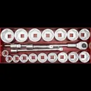 Sealey 22 Piece 1" Drive Hexagon Wall Socket Set Metric and Imperial - 1"