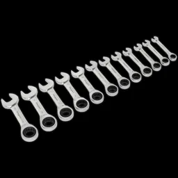 Siegen 12 Piece Stubby Ratchet Combination Spanner Set Metric