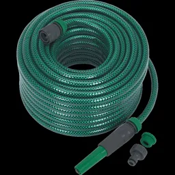 Sealey Garden Hose Pipe with Fittings - 1/2" / 12.5mm, 30m, Green