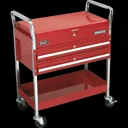 Sealey Heavy Duty 2 Shelf Workshop Trolley with Lockable Top - Red
