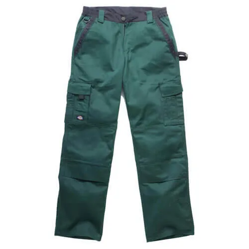 Dickies Mens Industry 300 Two Tone Work Trousers - Green / Black, 42", 33"