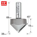 Trend Chamfer V Groove Router Cutter - 38mm, 19mm, 1/2"