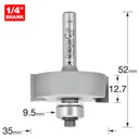 Trend Bearing Guided Rebater Router Cutter - 35mm, 12.7mm, 1/4"