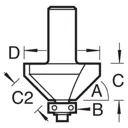 Trend Bearing Guided Bevel Trimmer Router Cutter - 20mm, 14mm, 1/4"