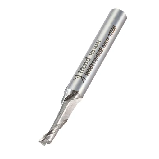 Trend Aluminium UPVC Single Flute Helical Upcut Cutter - 5mm, 12mm, 1/4"