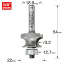 Trend Corner Bead Bearing Guided Router Cutter - 22mm, 18.9mm, 1/4"