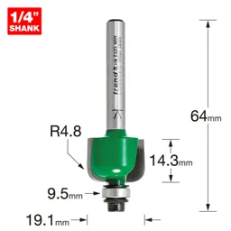 Trend CRAFTPRO Radius Bearing Guided Router Cutter - 19.1mm, 14.3mm, 1/4"