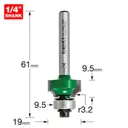 Trend CraftPro Bearing Guided Round Over and Ovolo Router Cutter - 19mm, 9.5mm, 1/4"