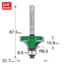 Trend CRAFTPRO Round Over and Ovolo Router Cutter - 31.7mm, 15.9MM, 1/4"